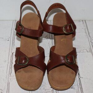 Animato Wedges Brown Leather Heels Strappy Open Toe 8 M